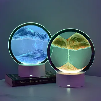 Yaratıcı USB Led 7 Renk Dokunmatik Değiştirilebilir Kum Sanatı Sandscape Gece Lambası Hediye Çocuk Kız Arkadaşı için Dekorasyon Gece Lambası