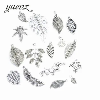 YuenZ 16 adet Mix ağacı yaprak charms Antik gümüş renk Metal charm fit kolye Bilezik takı yapımı U020