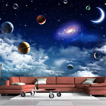 Özel Evren Yıldızlı Gökyüzü 3D Fotoğraf Duvar Kağıdı Oturma Odası Yatak Odası TV Arka Plan tavan dekorasyonu duvar resmi Papel De Parede