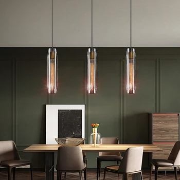 Şeffaf kristal LED yemek odası Bar kolye ışık Modern moda lambaları ev oturma odası için basit yaratıcı