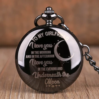 Kız Arkadaşıma Tasarım Hediye Kuvars cep saati Pürüzsüz Siyah Kolye İzle Koleksiyonu Mevcut