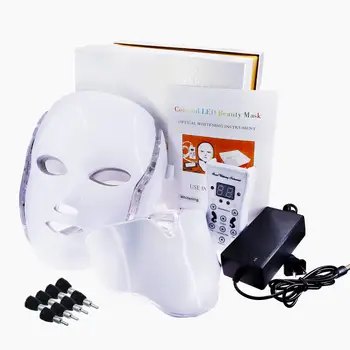 LED Yüz Maskesi Boyun Cilt Bakımı 7 Renk Yüz Maskesi Tedavisi Güzellik Anti Akne Tedavisi Beyazlatma Kore Led Spa Maskesi Makinesi