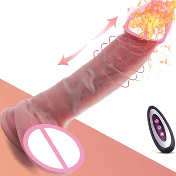 Sokmak gerçekçi yapay penis vibratör ısıtma vibratörler gibi hissediyor cilt vantuz Penis uzaktan kumanda yetişkin seks oyuncakları kadınlar için